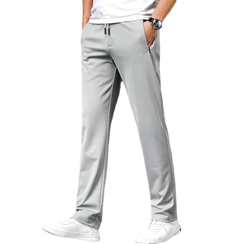 HESYSUAN Herren Gerade Anti-Falten Freizeithose, Alltags-Performance-Hose, Übergröße, Stretch, atmungsaktiv, Wandern, Jogger, Sporthose, hellgrau, XXXXXX-Large von HESYSUAN