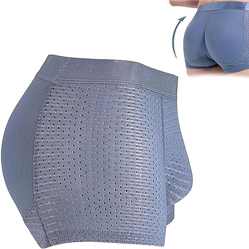 HESYSUAN Nylon Ice Silk Breathable Men's Underwear,Frozen Silk Butt Lifting Underwear Comfortable Breathable Mesh Boxer Brief (Dark Blue,L) von HESYSUAN