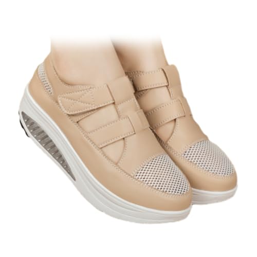 HESYSUAN Rocker-Sohle Schuhe für Damen, breite Passform, orthopädische Sneaker, Leder, hohles Netzgewebe, weiche Sohle, Slipper, leichte Plateau-Sandalen, braun, 46 EU HESYSUAN Rocker-Sohle Schuhe für Damen, breite Passform, orthopädische Sneaker, Leder, hohles Netzgewebe, weiche Sohle, Slipper, leichte Plateau-Sandalen, braun, 46 EU von HESYSUAN