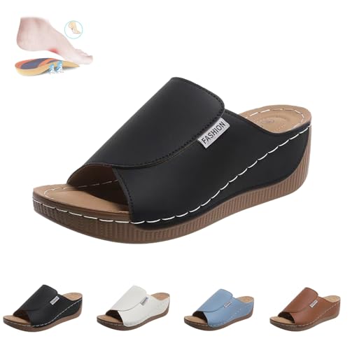 HESYSUAN Viva Step Sandalen, Vivastep Sandalen, orthopädische Hausschuhe für Damen, leichte Keilsandalen, Slipper, Strandschuhe, Schwarz , 44 EU HESYSUAN Viva Step Sandalen, Vivastep Sandalen, orthopädische Hausschuhe für Damen, leichte Keilsandalen, Slipper, Strandschuhe, Schwarz , 44 EU von HESYSUAN