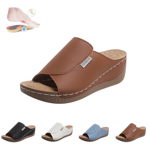 HESYSUAN Viva Step Sandalen, Vivastep Sandalen, orthopädische Hausschuhe für Damen, leichte Keilsandalen, Slipper, Strandschuhe, braun, 44 EU HESYSUAN Viva Step Sandalen, Vivastep Sandalen, orthopädische Hausschuhe für Damen, leichte Keilsandalen, Slipper, Strandschuhe, braun, 44 EU von HESYSUAN