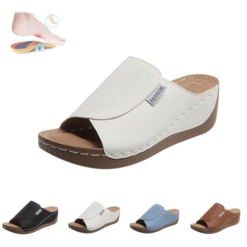 HESYSUAN Viva Step Sandalen, Vivastep Sandalen, orthopädische Hausschuhe für Damen, leichte Keilsandalen, Slipper, Strandschuhe, weiß, 44 EU HESYSUAN Viva Step Sandalen, Vivastep Sandalen, orthopädische Hausschuhe für Damen, leichte Keilsandalen, Slipper, Strandschuhe, weiß, 44 EU von HESYSUAN