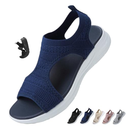 HESYSUAN Waschbare Slingback Orthopädische Slide Sport Sandalen - Bequeme Mesh Sandalen für Frauen Breite Orthopädische Leichte Keilsandalen, blau, 44 EU HESYSUAN Waschbare Slingback Orthopädische Slide Sport Sandalen - Bequeme Mesh Sandalen für Frauen Breite Orthopädische Leichte Keilsandalen, blau, 44 EU von HESYSUAN