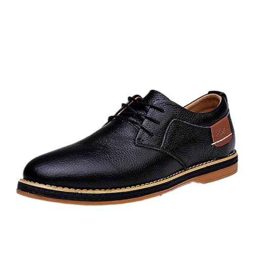 Herren Echtes Rindsleder Oxfords Business Kleid Schuhe Klassische Schnürschuhe Casual Oxford Business Schuhe für Anzug Hochzeit, Schwarz , Medium Herren Echtes Rindsleder Oxfords Business Kleid Schuhe Klassische Schnürschuhe Casual Oxford Business Schuhe für Anzug Hochzeit, Schwarz , Medium von HESYSUAN