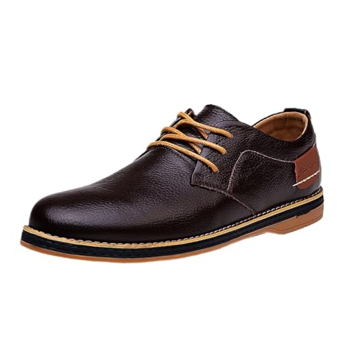 Herren Echtes Rindsleder Oxfords Business Kleid Schuhe Klassische Schnürschuhe Casual Oxford Business Schuhe für Anzug Hochzeit, braun, Medium Herren Echtes Rindsleder Oxfords Business Kleid Schuhe Klassische Schnürschuhe Casual Oxford Business Schuhe für Anzug Hochzeit, braun, Medium von HESYSUAN