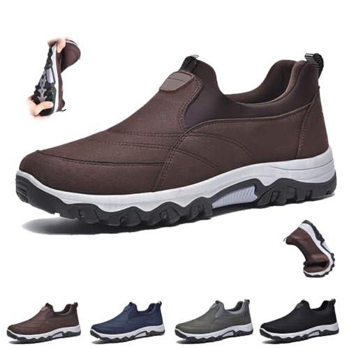 Herren Orthopädische Slip-On Schuhe Komfort Wanderschuhe Outdoor rutschfeste Weiche Sneakers Atmungsaktiv Leichte Slip-on Wandern Sneaker, braun, 44 EU Herren Orthopädische Slip-On Schuhe Komfort Wanderschuhe Outdoor rutschfeste Weiche Sneakers Atmungsaktiv Leichte Slip-on Wandern Sneaker, braun, 44 EU von HESYSUAN