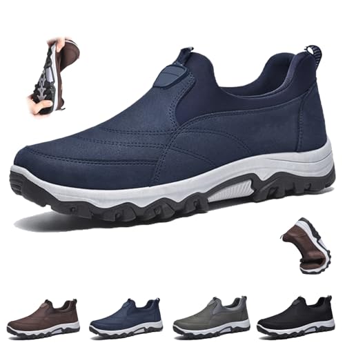 Herren Orthopädische Slip-On Schuhe Komfort Wanderschuhe Outdoor rutschfeste Weiche Sneakers Atmungsaktiv Leichte Slip-on Wandern Sneaker, dunkelblau, 44 EU Herren Orthopädische Slip-On Schuhe Komfort Wanderschuhe Outdoor rutschfeste Weiche Sneakers Atmungsaktiv Leichte Slip-on Wandern Sneaker, dunkelblau, 44 EU von HESYSUAN