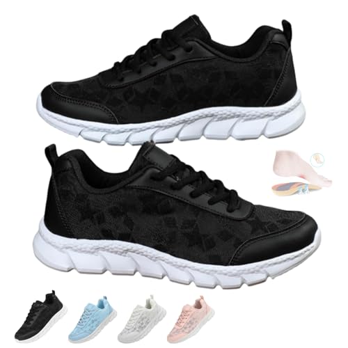 Luxuriöse orthopädische Damen-Sneaker, weich und flexibel, orthopädische Schuhe, Slipper, orthopädische Wander-Sneaker, leicht, atmungsaktiv, Schwarz , 46 EU Luxuriöse orthopädische Damen-Sneaker, weich und flexibel, orthopädische Schuhe, Slipper, orthopädische Wander-Sneaker, leicht, atmungsaktiv, Schwarz , 46 EU von HESYSUAN