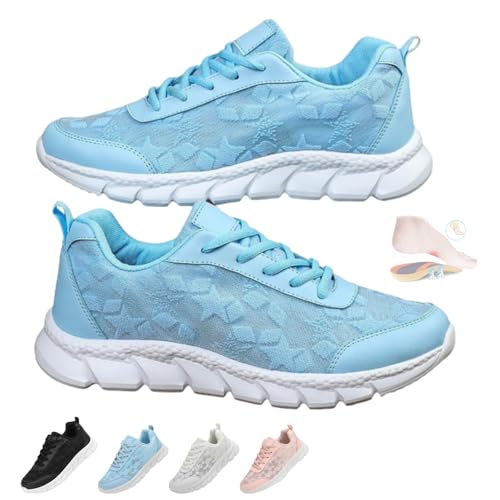 Luxuriöse orthopädische Damen-Sneaker, weich und flexibel, orthopädische Schuhe, Slipper, orthopädische Wander-Sneaker, leicht, atmungsaktiv, blau, 46 EU Luxuriöse orthopädische Damen-Sneaker, weich und flexibel, orthopädische Schuhe, Slipper, orthopädische Wander-Sneaker, leicht, atmungsaktiv, blau, 46 EU von HESYSUAN