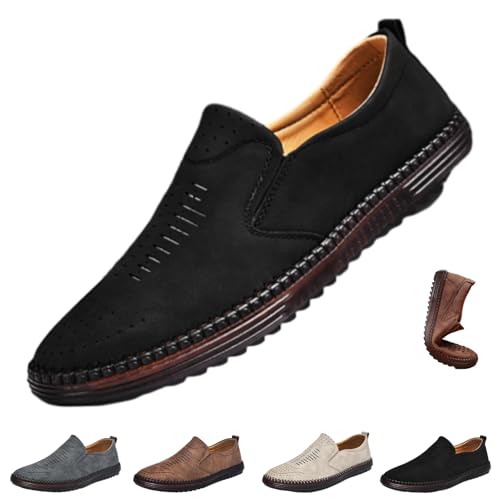 Orthopädische Herren-Schlupfschuhe, handgenähte Lederschuhe, atmungsaktiv, Business-Casual-Fußgewölbeunterstützung, Fahrschuhe, Schwarz , 44 EU Orthopädische Herren-Schlupfschuhe, handgenähte Lederschuhe, atmungsaktiv, Business-Casual-Fußgewölbeunterstützung, Fahrschuhe, Schwarz , 44 EU von HESYSUAN