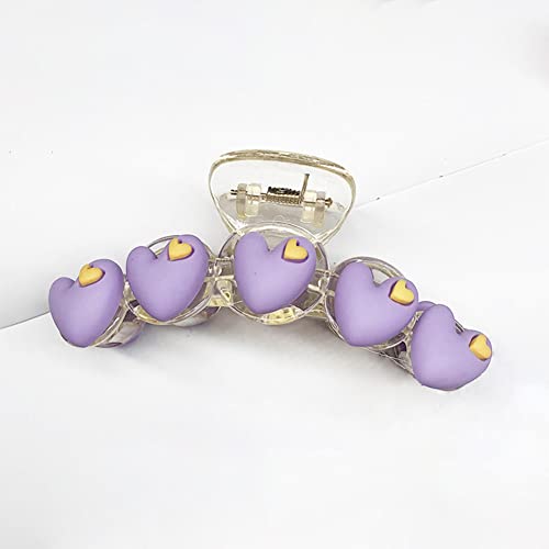 2022 Liebe transparenter Clip Frauen Sommer Temperament Haifischclip weibliches Mädchen Klaue Clip Frisur Zubehör, Purple6 von HETAN