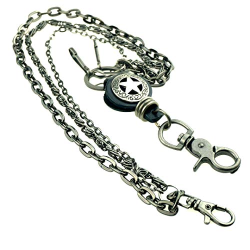 Geldbörse Kette für Herren Biker Hip Hop Punk Skull Gun Bullets Strong Key Jeans Hose Kette Heavy Taille Kette, (Fünf-Sterne-Schild), Einheitsgröße von HETH