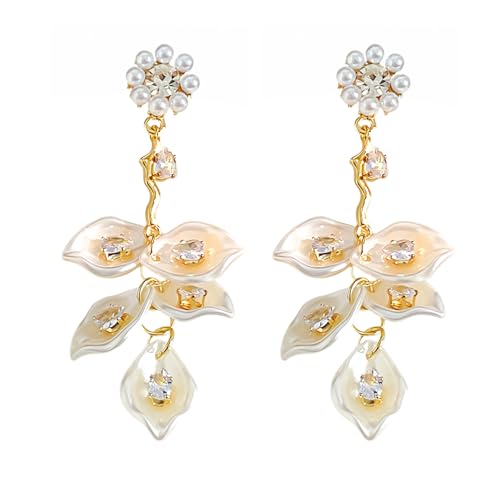 HETICA Elegante Blumen-Tropfen-Ohrringe für Damen, Perlenkristall-Blumen-Design, Ohrringe für Hochzeiten, Partys und den täglichen Gebrauch, hypoallergener Ohrstecker-Schmuck HETICA Elegante Blumen-Tropfen-Ohrringe für Damen, Perlenkristall-Blumen-Design, Ohrringe für Hochzeiten, Partys und den täglichen Gebrauch, hypoallergener Ohrstecker-Schmuck von HETICA