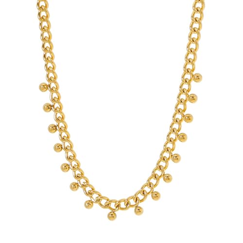HETICA Goldene klobige Gold-Halskette für Frauen, runde Kugel-Charm-Halskette, verstellbar, modische Goldkette, hochglanzpolierte Metallkugelkette, Choker-Halskette, Schmuckgeschenk HETICA Goldene klobige Gold-Halskette für Frauen, runde Kugel-Charm-Halskette, verstellbar, modische Goldkette, hochglanzpolierte Metallkugelkette, Choker-Halskette, Schmuckgeschenk von HETICA