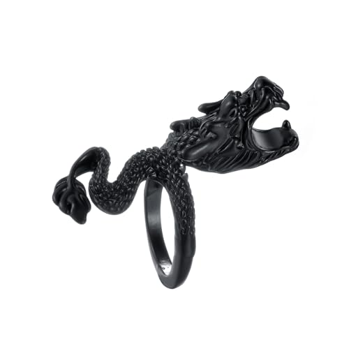 HETICA Ring mit Drachen-Motiv, Vintage-Stil, Gothic, verstellbar, für Finger, Wickelring, Schmuck, Geschenke für Männer und Frauen, Metall, Kein Edelstein von HETICA