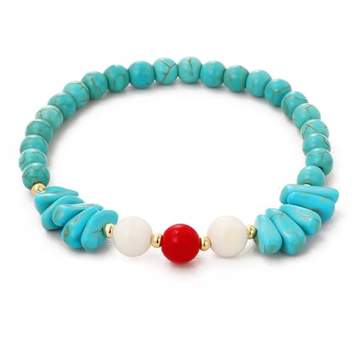 HETICA Rundes Perlen-Türkis-Armband für Frauen, unregelmäßiger Türkis, Stretch-Armbänder, Schmuck HETICA Rundes Perlen-Türkis-Armband für Frauen, unregelmäßiger Türkis, Stretch-Armbänder, Schmuck von HETICA