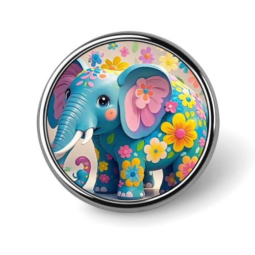 Blumen-Cartoon-Elefant, rundes Abzeichen für Männer und Frauen, langlebige und stilvolle Anstecknadeln, leichte Metallabzeichen für Hemden, Jacken, Hüte Blumen-Cartoon-Elefant, rundes Abzeichen für Männer und Frauen, langlebige und stilvolle Anstecknadeln, leichte Metallabzeichen für Hemden, Jacken, Hüte von HETVBNS