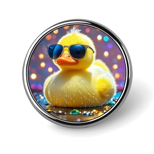 Ellow Ente mit Sonnenbrille, rundes Abzeichen für Männer und Frauen, langlebige und stilvolle Anstecknadeln, leichte Metallabzeichen für Hemden, Jacken, Hüte von HETVBNS