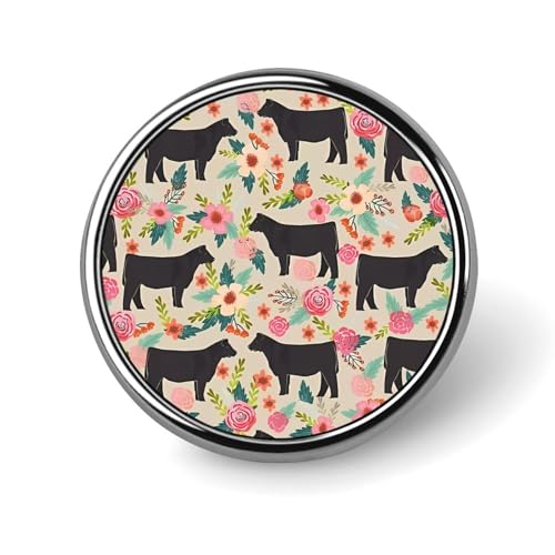 Flower Show Steer Cows Cattle Round Badge for Men Women, Durable & Stylish Lapel Pins, Lightweight Metal Badges for Shirts, Jackets, Hats von HETVBNS