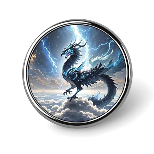 Flying Dragon Round Badge for Men Women, Durable & Stylish Revers Pins, Lightweight Metal Badges for Shirts, Jackets, Hats von HETVBNS
