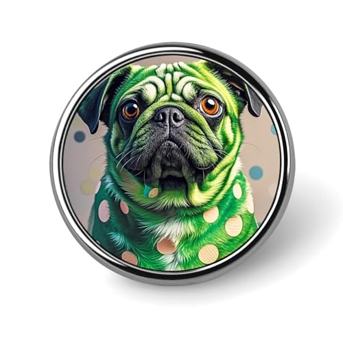 Grüner gepunkteter Mops, rundes Abzeichen für Männer und Frauen, langlebige und stilvolle Anstecknadeln, leichte Metallabzeichen für Hemden, Jacken, Hüte Grüner gepunkteter Mops, rundes Abzeichen für Männer und Frauen, langlebige und stilvolle Anstecknadeln, leichte Metallabzeichen für Hemden, Jacken, Hüte von HETVBNS