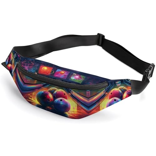 Gürteltasche mit Reißverschluss für Herren und Damen, modische Hüfttasche, stilvolle Umhängetasche mit verstellbarem Riemen, Bowlingbälle, Reise-Brusttaschen, Gürteltaschen für Laufen, Wandern von HETVBNS