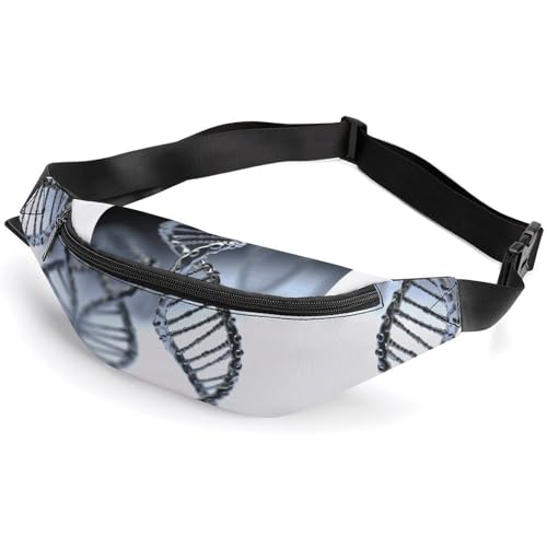 Gürteltasche mit Reißverschluss für Herren und Damen, modische Hüfttasche, stilvolle Umhängetasche mit verstellbarem Riemen, DNA-Kette, Foto-Reise-Brusttaschen, Gürteltaschen für Laufen, Wandern von HETVBNS