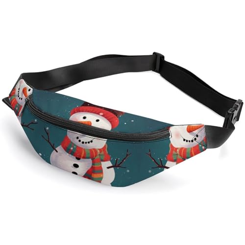 Gürteltasche mit Reißverschluss für Herren und Damen, modische Hüfttasche, stilvolle Umhängetasche mit verstellbarem Riemen, Weihnachten, Schneemann, Reise-Brusttasche, Gürteltasche für Laufen von HETVBNS