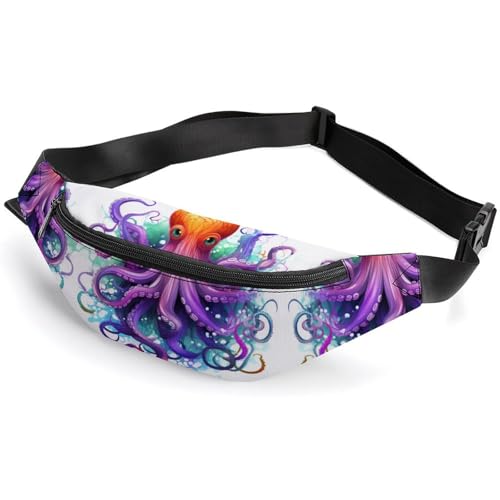 Gürteltasche mit Reißverschluss für Herren und Damen, modische Hüfttasche, stilvolle Umhängetasche mit verstellbarem Riemen, bunte Oktopus-Reise-Brusttasche, Gürteltaschen für Laufen, Wandern, Workout Gürteltasche mit Reißverschluss für Herren und Damen, modische Hüfttasche, stilvolle Umhängetasche mit verstellbarem Riemen, bunte Oktopus-Reise-Brusttasche, Gürteltaschen für Laufen, Wandern, Workout von HETVBNS
