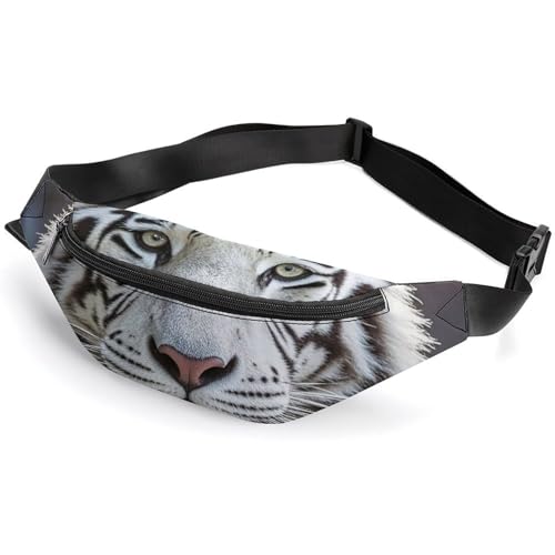 Gürteltasche mit Reißverschluss für Herren und Damen, modische Hüfttasche, stilvolle Umhängetasche mit verstellbarem Riemen, weißer Tiger, Reise-Brusttasche, Gürteltaschen für Laufen, Wandern, Workout von HETVBNS