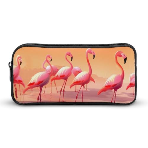 HETVBNS A Flock of Flamingos Pencil Case Large Capacity Zipper Pouch, Durable Pencil Box Organizer, Portable Small Cosmetic Bag for Office, Travel von HETVBNS