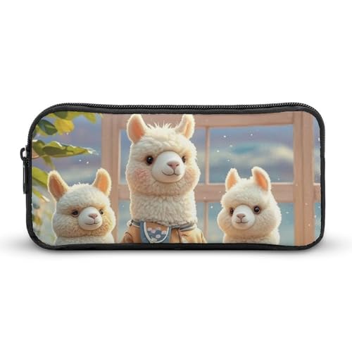 HETVBNS Alpacas Together Federmäppchen mit großem Fassungsvermögen, Reißverschluss-Tasche, langlebige Stiftebox, Organizer, tragbare kleine Kosmetiktasche für Büro, Reisen von HETVBNS