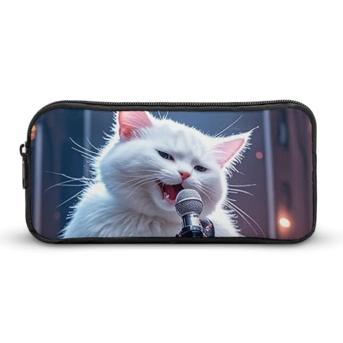 HETVBNS Cat Singer Federmäppchen mit großem Fassungsvermögen, langlebig, Federmäppchen, Organizer, tragbare kleine Kosmetiktasche für Büro, Reisen HETVBNS Cat Singer Federmäppchen mit großem Fassungsvermögen, langlebig, Federmäppchen, Organizer, tragbare kleine Kosmetiktasche für Büro, Reisen von HETVBNS