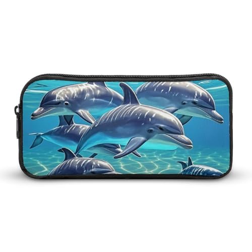 HETVBNS Delfin-Kunst-Federmäppchen, große Kapazität, Reißverschlusstasche, langlebige Stiftebox, Organizer, tragbare kleine Kosmetiktasche für Büro, Reisen HETVBNS Delfin-Kunst-Federmäppchen, große Kapazität, Reißverschlusstasche, langlebige Stiftebox, Organizer, tragbare kleine Kosmetiktasche für Büro, Reisen von HETVBNS