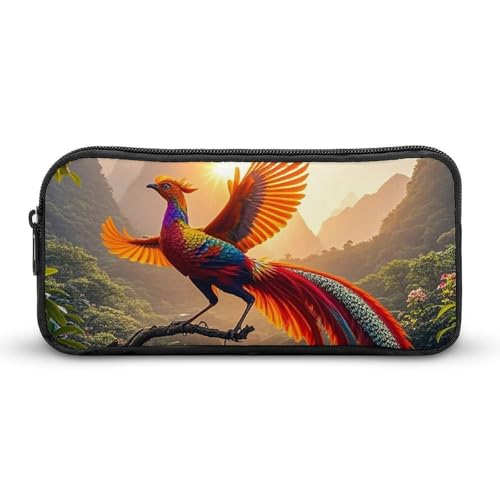 HETVBNS Farbenfrohes Phoenix-Federmäppchen, großes Fassungsvermögen, Reißverschluss-Tasche, langlebige Stiftebox, Organizer, tragbare kleine Kosmetiktasche für Büro, Reisen von HETVBNS