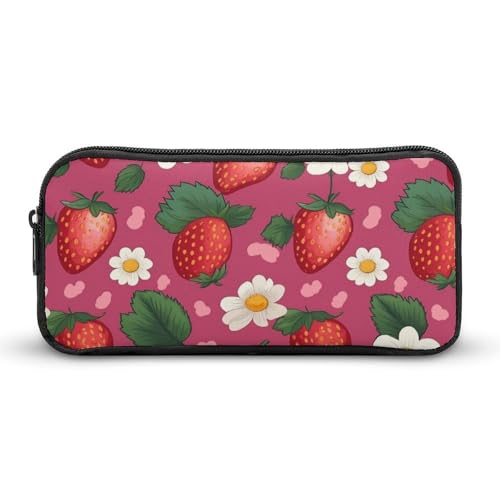 HETVBNS Federmäppchen, Erdbeere, großes Fassungsvermögen, Reißverschluss, langlebig, tragbar, kleine Kosmetiktasche für Büro, Reisen von HETVBNS