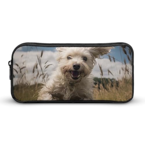 HETVBNS Federmäppchen, Motiv: weißer Hund auf dem Feld, große Kapazität, Reißverschluss, langlebige Stiftebox, Organizer, tragbare kleine Kosmetiktasche für Büro, Reisen HETVBNS Federmäppchen, Motiv: weißer Hund auf dem Feld, große Kapazität, Reißverschluss, langlebige Stiftebox, Organizer, tragbare kleine Kosmetiktasche für Büro, Reisen von HETVBNS