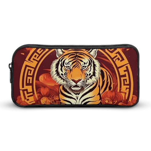 HETVBNS Federmäppchen "Wohlstand im Jahr des Tigers", großes Fassungsvermögen, Reißverschluss-Tasche, langlebige Stiftebox, Organizer, tragbare kleine Kosmetiktasche für Büro, Reisen von HETVBNS