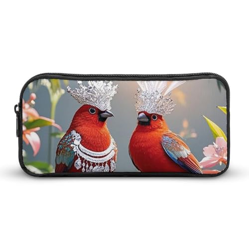 HETVBNS Federmäppchen für Paare, kleine Vögel, große Kapazität, Reißverschluss, langlebig, Federmäppchen, Organizer, tragbare kleine Kosmetiktasche für Büro, Reisen von HETVBNS