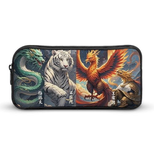 HETVBNS Federmäppchen mit 4 großen göttlichen Tierwesen, großes Fassungsvermögen, Reißverschluss-Tasche, langlebige Stiftebox, Organizer, tragbare kleine Kosmetiktasche für Büro, Reisen HETVBNS Federmäppchen mit 4 großen göttlichen Tierwesen, großes Fassungsvermögen, Reißverschluss-Tasche, langlebige Stiftebox, Organizer, tragbare kleine Kosmetiktasche für Büro, Reisen von HETVBNS