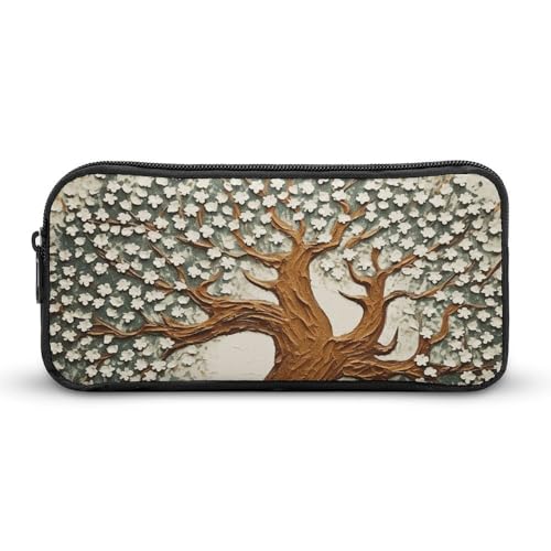 HETVBNS Federmäppchen mit Baummotiv, großes Fassungsvermögen, Reißverschluss, langlebig, tragbar, kleine Kosmetiktasche für Büro, Reisen von HETVBNS