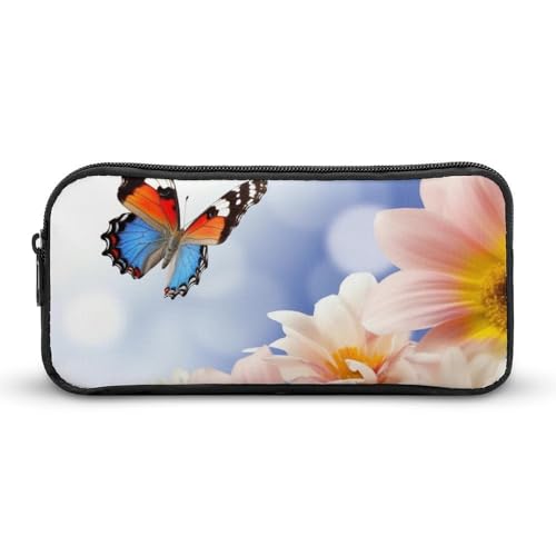 HETVBNS Federmäppchen mit Blumen und Schmetterlingen, großes Fassungsvermögen, Reißverschluss-Tasche, langlebige Stiftebox, Organizer, tragbare kleine Kosmetiktasche für Büro, Reisen HETVBNS Federmäppchen mit Blumen und Schmetterlingen, großes Fassungsvermögen, Reißverschluss-Tasche, langlebige Stiftebox, Organizer, tragbare kleine Kosmetiktasche für Büro, Reisen von HETVBNS