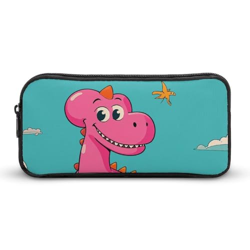 HETVBNS Federmäppchen mit Cartoon-Dinosaurier-Bildern, großes Fassungsvermögen, Reißverschluss-Tasche, langlebige Stiftebox, Organizer, tragbare kleine Kosmetiktasche für Büro, Reisen von HETVBNS
