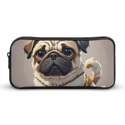 HETVBNS Federmäppchen mit Cartoon-Mops-Motiv, große Kapazität, Reißverschluss-Tasche, langlebige Stiftebox, Organizer, tragbare kleine Kosmetiktasche für Büro, Reisen HETVBNS Federmäppchen mit Cartoon-Mops-Motiv, große Kapazität, Reißverschluss-Tasche, langlebige Stiftebox, Organizer, tragbare kleine Kosmetiktasche für Büro, Reisen von HETVBNS