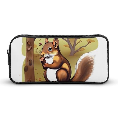 HETVBNS Federmäppchen mit Eichhörnchen-Motiv, große Kapazität, Reißverschluss, langlebig, tragbar, kleine Kosmetiktasche für Büro, Reisen von HETVBNS
