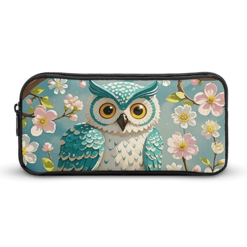HETVBNS Federmäppchen mit Eulen-Motiv und Frühlingsblumen, Türkis, großes Fassungsvermögen, Reißverschluss-Tasche, langlebige Stiftebox, Organizer, tragbare kleine Kosmetiktasche für Büro, Reisen HETVBNS Federmäppchen mit Eulen-Motiv und Frühlingsblumen, Türkis, großes Fassungsvermögen, Reißverschluss-Tasche, langlebige Stiftebox, Organizer, tragbare kleine Kosmetiktasche für Büro, Reisen von HETVBNS