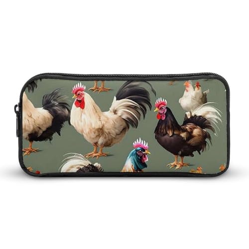 HETVBNS Federmäppchen mit Huhn- und Hahn-Aufdruck, großes Fassungsvermögen, Reißverschluss-Tasche, langlebige Stiftebox, Organizer, tragbare kleine Kosmetiktasche für Büro, Reisen HETVBNS Federmäppchen mit Huhn- und Hahn-Aufdruck, großes Fassungsvermögen, Reißverschluss-Tasche, langlebige Stiftebox, Organizer, tragbare kleine Kosmetiktasche für Büro, Reisen von HETVBNS