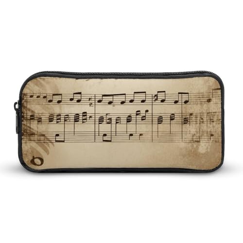 HETVBNS Federmäppchen mit Musiknoten auf altem Papier, großes Fassungsvermögen, Reißverschluss-Tasche, langlebige Stiftebox, Organizer, tragbare kleine Kosmetiktasche für Büro, Reisen HETVBNS Federmäppchen mit Musiknoten auf altem Papier, großes Fassungsvermögen, Reißverschluss-Tasche, langlebige Stiftebox, Organizer, tragbare kleine Kosmetiktasche für Büro, Reisen von HETVBNS