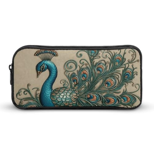 HETVBNS Federmäppchen mit Pfauenmuster, großes Fassungsvermögen, Reißverschluss-Tasche, langlebige Stiftebox, Organizer, tragbare kleine Kosmetiktasche für Büro, Reisen HETVBNS Federmäppchen mit Pfauenmuster, großes Fassungsvermögen, Reißverschluss-Tasche, langlebige Stiftebox, Organizer, tragbare kleine Kosmetiktasche für Büro, Reisen von HETVBNS