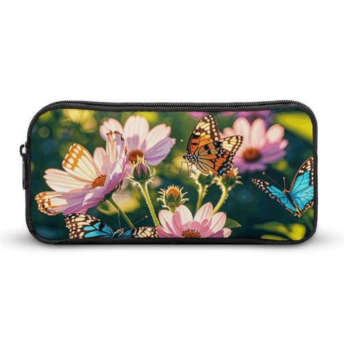 HETVBNS Federmäppchen mit Schmetterlings- und Blütenmotiven, großes Fassungsvermögen, Reißverschluss-Tasche, langlebige Stiftebox, Organizer, tragbare kleine Kosmetiktasche für Büro, Reisen HETVBNS Federmäppchen mit Schmetterlings- und Blütenmotiven, großes Fassungsvermögen, Reißverschluss-Tasche, langlebige Stiftebox, Organizer, tragbare kleine Kosmetiktasche für Büro, Reisen von HETVBNS